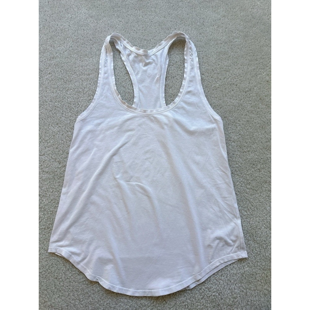 Lululemon Athletic Racer Tank White Stretch Fabric Women's 6/8